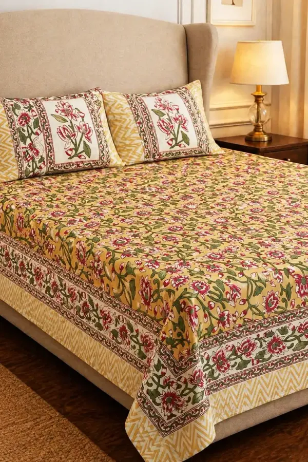 Yellow_&_Blue_Organic_Percale_Cotton_Bedsheets_For_Unisex