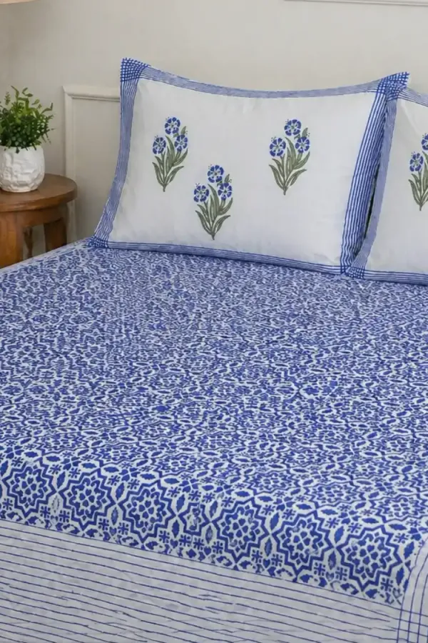 Indigo_Blue_Organic_Percale_Cotton_Bedsheets