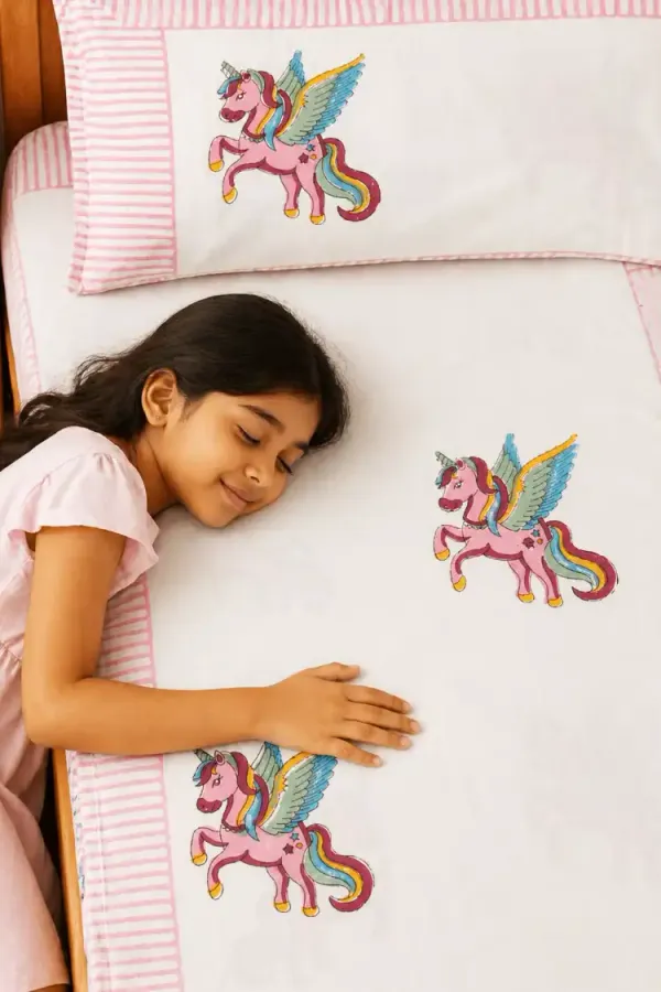 White_&_Pink_Organic_Percale_Cotton_Bedsheets_For_Unisex