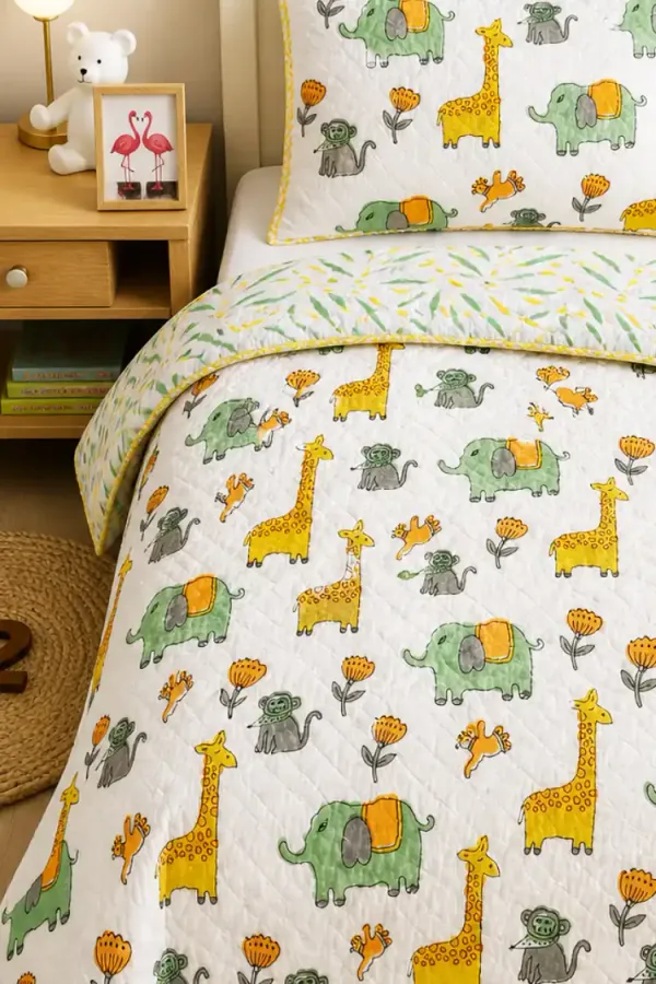 Yellow_Green_Organic_Percale_Cotton_Kids_AC_Quilt_For_Boys_&_Girls