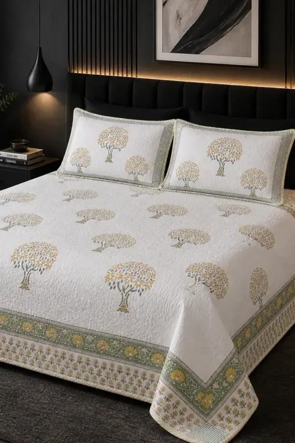 Peach_Yellow_Green_Organic_Percale_Cotton_Bed_Covers_For_Unisex