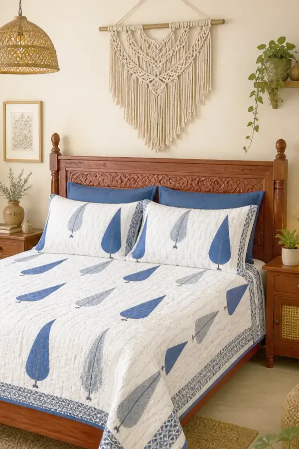 White_&_Blue_Organic_Percale_Cotton_Bed_Covers_For_Unisex