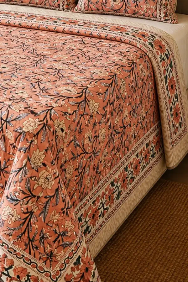 Peach_Organic_Percale_Cotton_Dohars_(Summer_Blankets)_For_Unisex