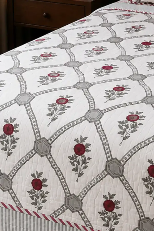 Grey_Red_Organic_Percale_Cotton_Dohars_(Summer_Blankets)_For_Unisex
