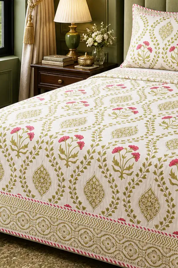 Beige_Green_Pink_Organic_Percale_Cotton_Dohars_(Summer_Blankets)