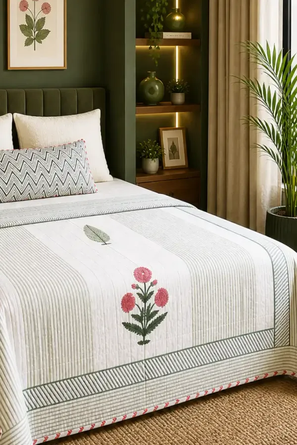 Green_Pink_Organic_Percale_Cotton_Dohars_(Summer_Blankets)