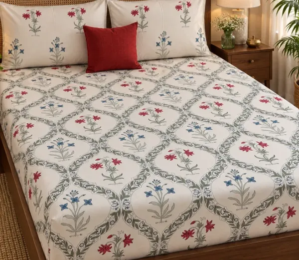 White_Blue_Pink_Organic_Percale_Cotton_Bedsheets_For_Unisex