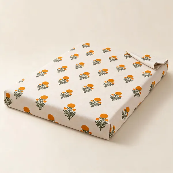Beige_Yellow_Green_Organic_Percale_Cotton_Bedsheets_For_Unisex