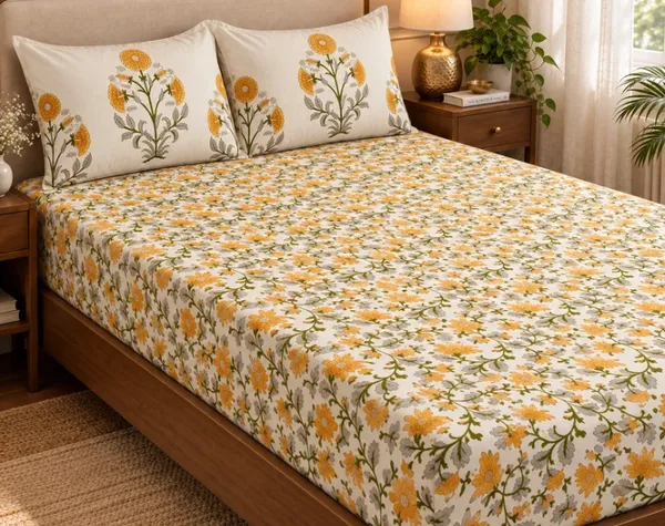 Yellow_Green_Organic_Percale_Cotton_Bedsheets_For_Unisex