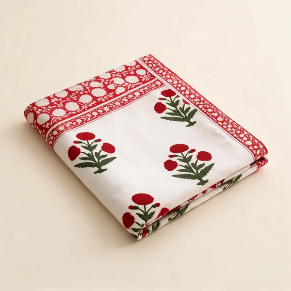 White_&_Red_Organic_Percale_Cotton_Bedsheets_For_Unisex