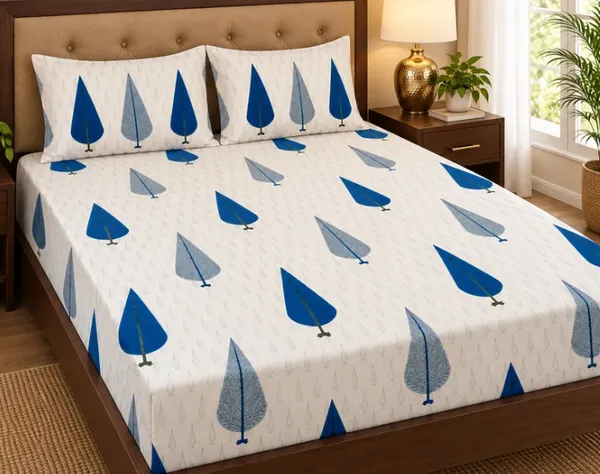 White_&_Blue_Organic_Percale_Cotton_Bedsheets_For_Unisex
