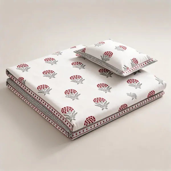 White_Grey_Red_Organic_Percale_Cotton_Bedsheets_For_Unisex