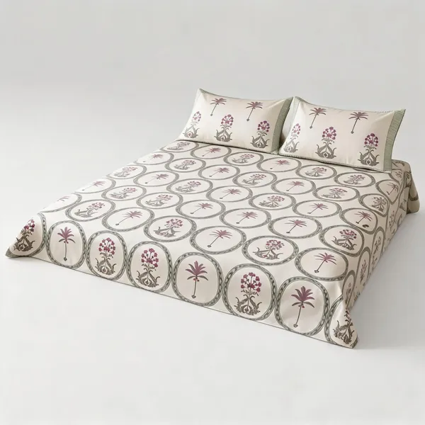 Grey_Pink_Organic_Percale_Cotton_Bedsheets_For_Unisex