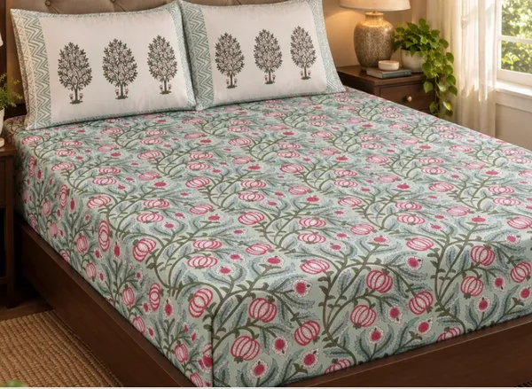 Red_Green_Organic_Percale_Cotton_Bedsheets_For_Unisex