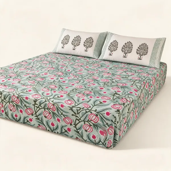 Red_Green_Organic_Percale_Cotton_Bedsheets_For_Unisex