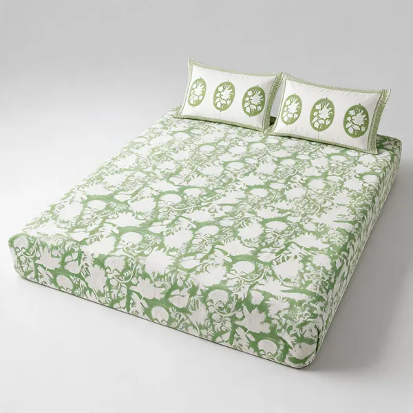 Beige_Green_Pink_Organic_Percale_Cotton_Bedsheets_For_Unisex