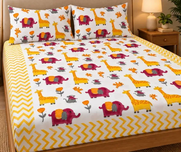 White_Yellow_Pink_Organic_Percale_Cotton_Bedsheets_For_Unisex