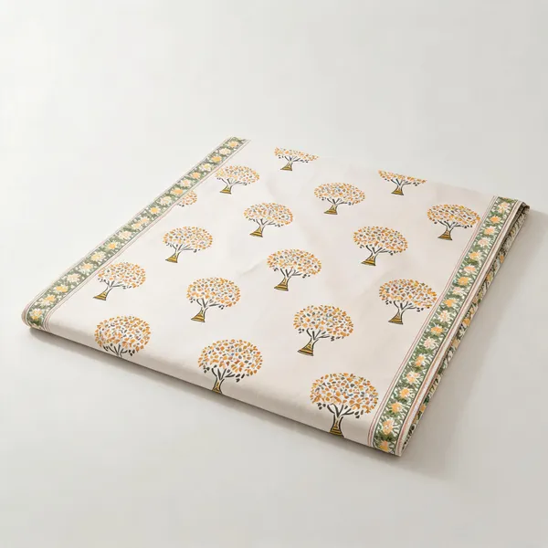 Beige_Yellow_Green_Organic_Percale_Cotton_Bedsheets_For_Unisex