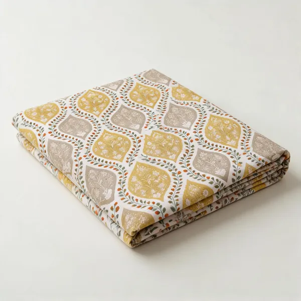 Beige_Yellow_Grey_Organic_Percale_Cotton_Bedsheets_For_Unisex