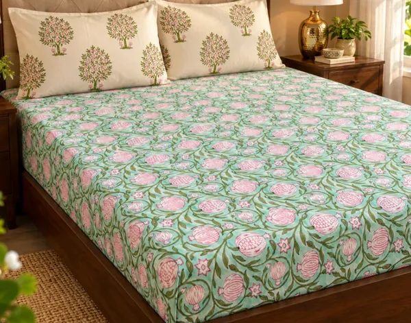 Green_Red_Organic_Percale_Cotton_Bedsheets_For_Unisex
