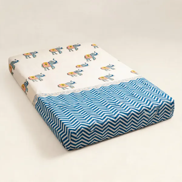 White_Blue_Organic_Percale_Cotton_Bedsheets_For_Unisex