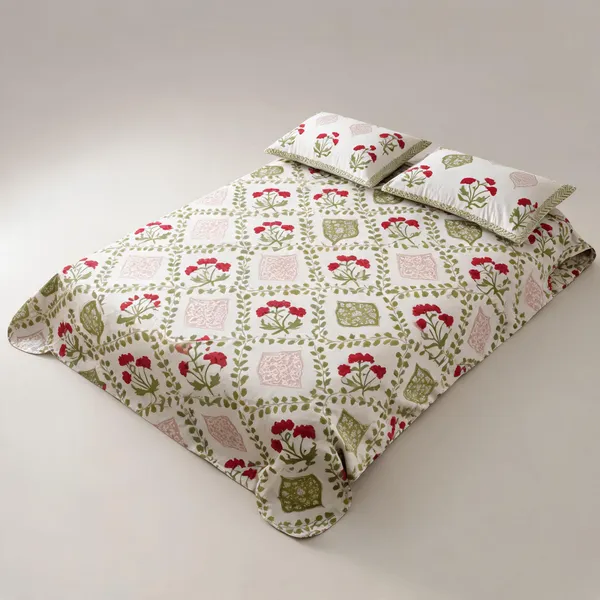 Off_White_Pink_Green_Organic_Percale_Cotton_Bedsheets_For_Unisex