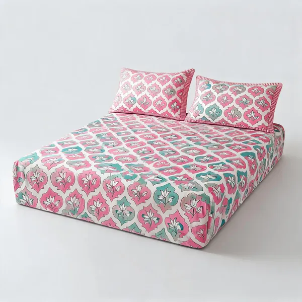 Sage_Green_Teal_Blue_Pink_Organic_Percale_Cotton_Bedsheets_For_Unisex