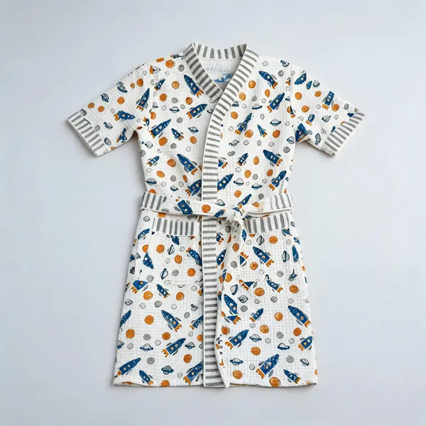 Multicolor_Waffle_Cotton_Kids_Bathrobes_For_Boys_&_Girls