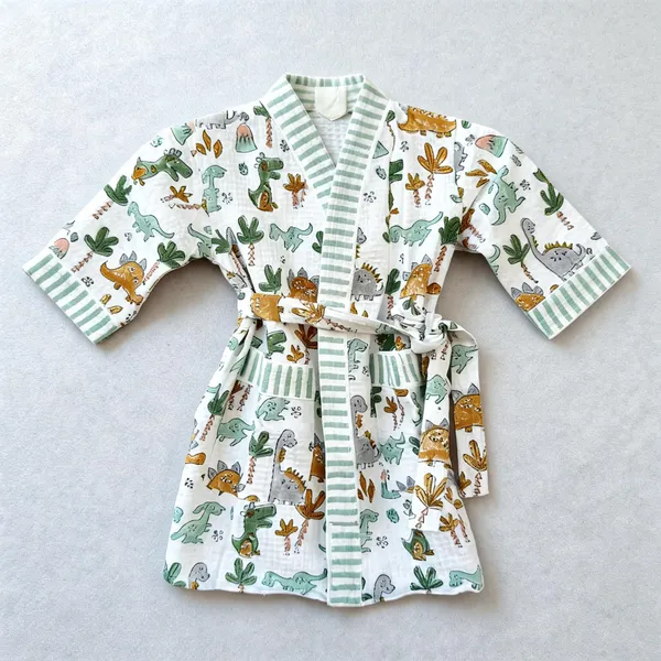 Multicolor_Waffle_Cotton_Kids_Bathrobes_For_Boys_&_Girls