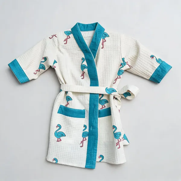 Multicolor_Waffle_Cotton_Kids_Bathrobes_For_Boys_&_Girls