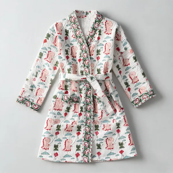 Multicolor_Waffle_Cotton_Kids_Bathrobes_For_Boys_&_Girls