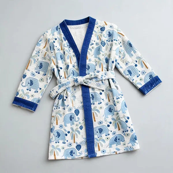 Multicolor_Waffle_Cotton_Kids_Bathrobes_For_Boys_&_Girls