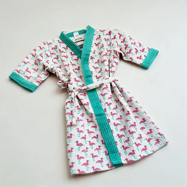 Multicolor_Waffle_Cotton_Kids_Bathrobes_For_Boys_&_Girls