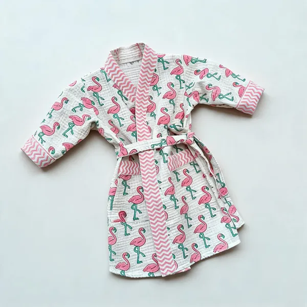 Multicolor_Waffle_Cotton_Kids_Bathrobes_For_Boys_&_Girls