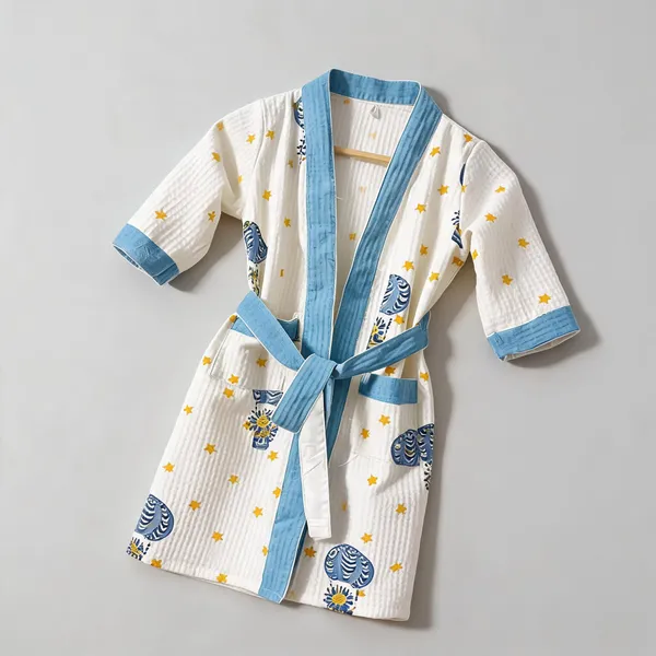 Multicolor_Waffle_Cotton_Kids_Bathrobes_For_Boys_&_Girls