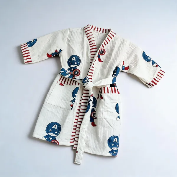 Multicolor_Waffle_Cotton_Kids_Bathrobes_For_Boys_&_Girls