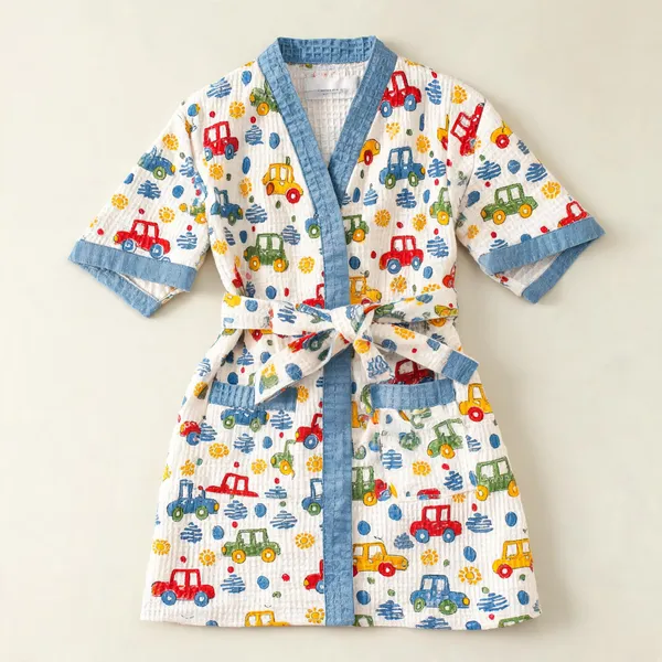 Multicolor_Waffle_Cotton_Kids_Bathrobes_For_Boys_&_Girls