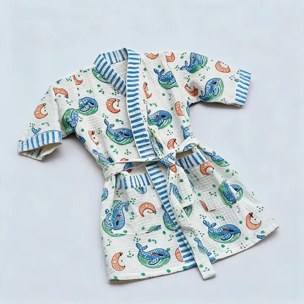 Multicolor_Waffle_Cotton_Kids_Bathrobes_For_Boys_&_Girls