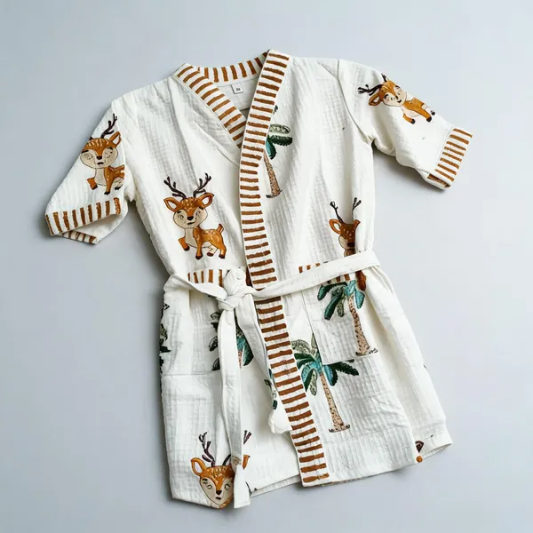 Multicolor_Waffle_Cotton_Kids_Bathrobes_For_Boys_&_Girls