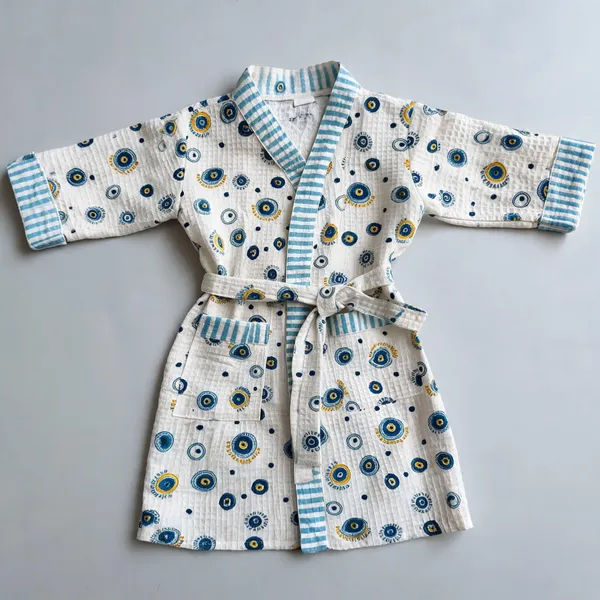 Multicolor_Waffle_Cotton_Kids_Bathrobes_For_Boys_&_Girls