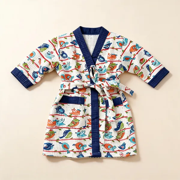 Multicolor_Waffle_Cotton_Kids_Bathrobes_For_Boys_&_Girls