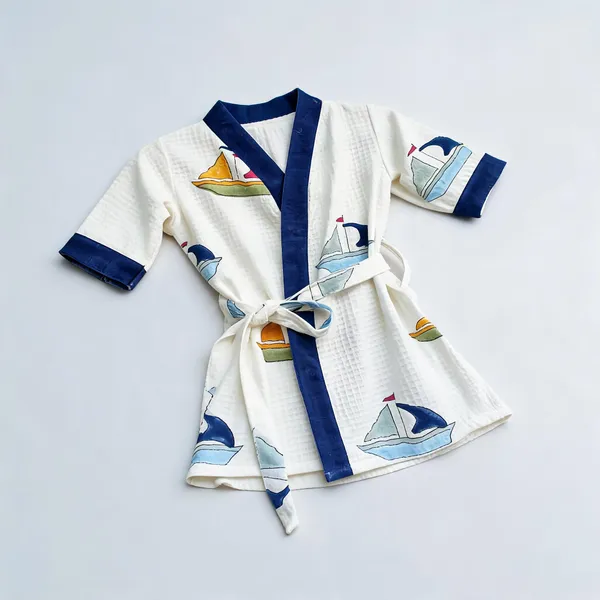 Multicolor_Waffle_Cotton_Kids_Bathrobes_For_Boys_&_Girls