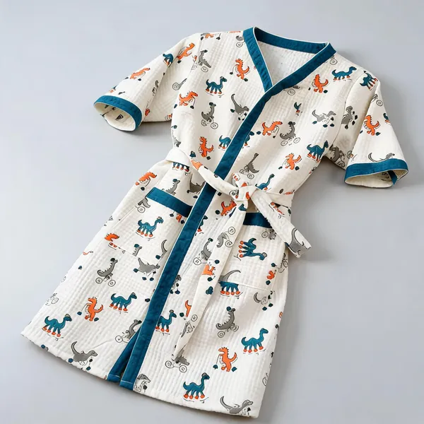 Multicolor_Waffle_Cotton_Kids_Bathrobes_For_Boys_&_Girls