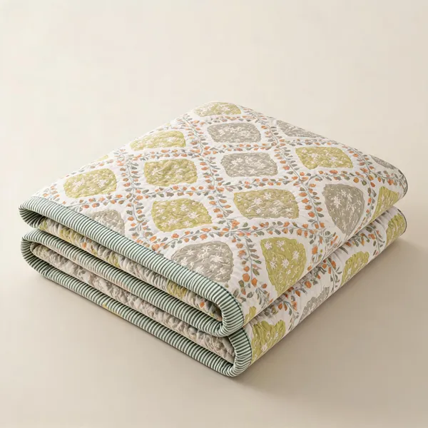 Green_Yellow_Grey_Organic_Percale_Cotton_King_Size_AC_Quilts_For_Unisex