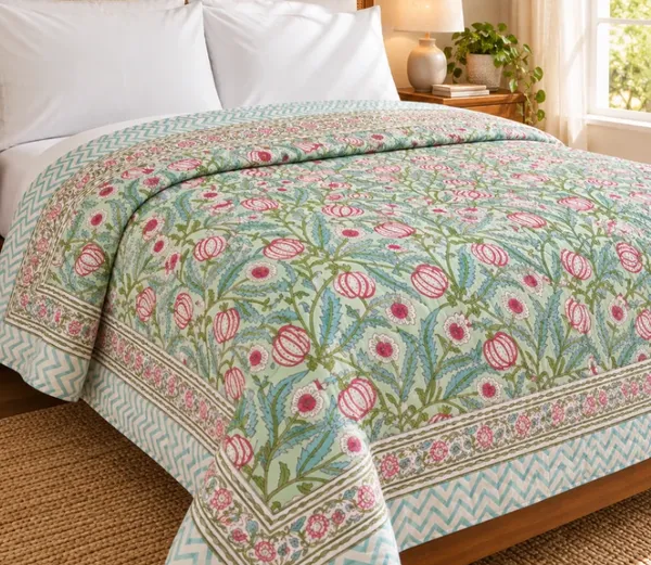 Red_Green_Organic_Percale_Cotton_King_Size_AC_Quilts_For_Unisex