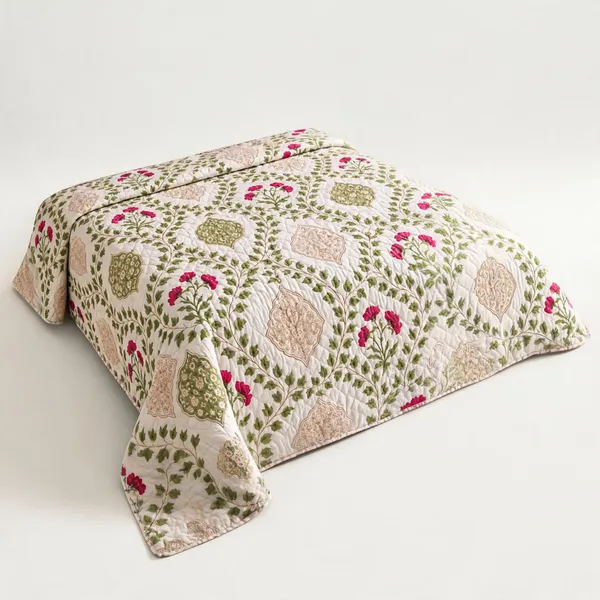 Green_Pink_Organic_Percale_Cotton_King_Size_AC_Quilts_For_Unisex