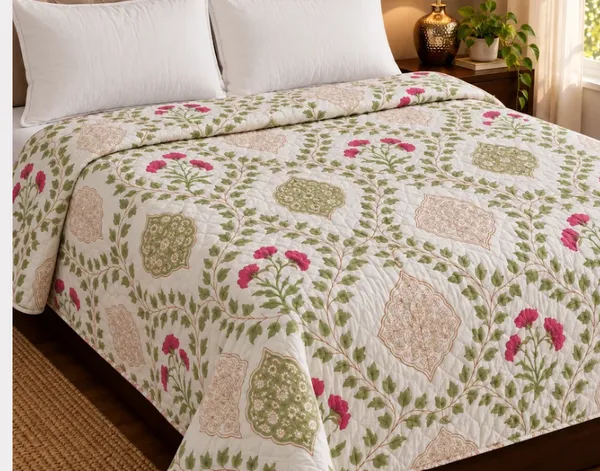 Peach_Organic_Percale_Cotton_King_Size_AC_Quilts_For_Unisex