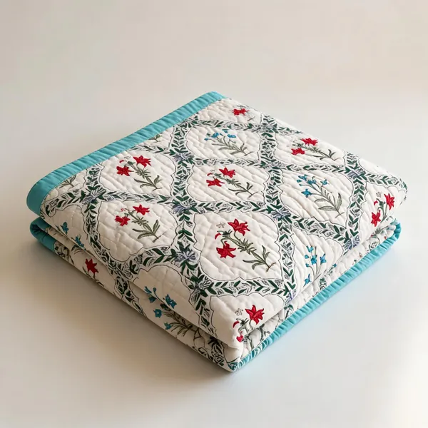 White_Blue_Pink_Organic_Percale_Cotton_King_Size_AC_Quilts_For_Unisex