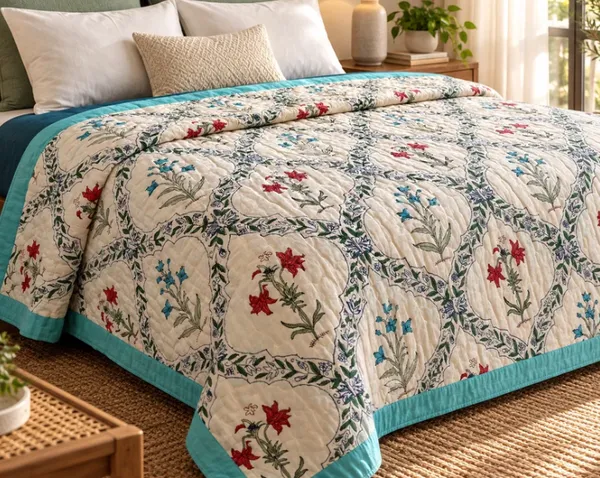 White_Blue_Pink_Organic_Percale_Cotton_King_Size_AC_Quilts_For_Unisex