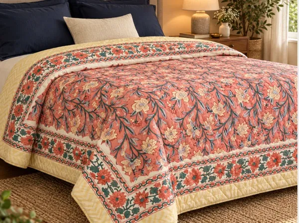 Peach_Organic_Percale_Cotton_King_Size_AC_Quilts_For_Unisex